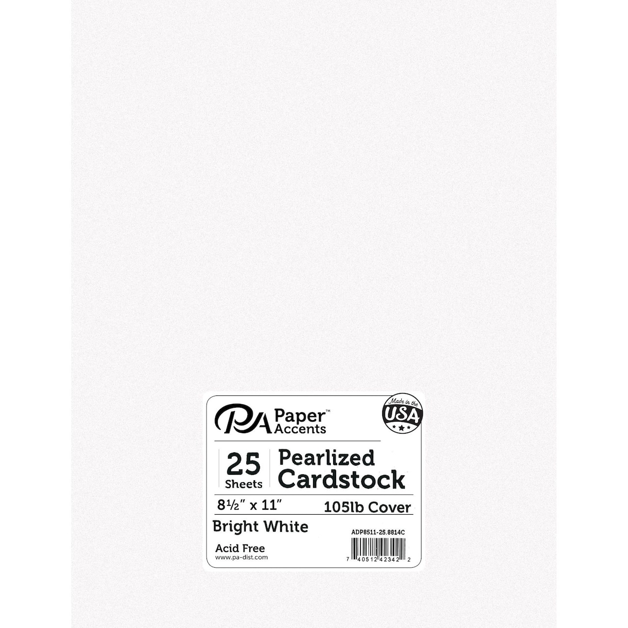 PA Paper™ Accents Bright White 8.5" x 11" 105lb. Pearlized Cardstock, 25 Sheets